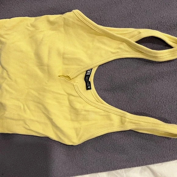 Zara Sunny Yellow Ribbed Racerback Tank - Picture 1 of 1